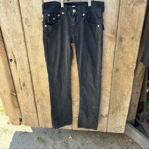 True Religion Jeans Womens 29 Flap Pocket Black Stretch Denim Straight